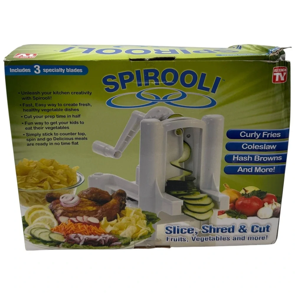 Spirooli Vegetable‎ Slicer Spiralizer 3 Blades White As Seen On TV 2013 Open Box